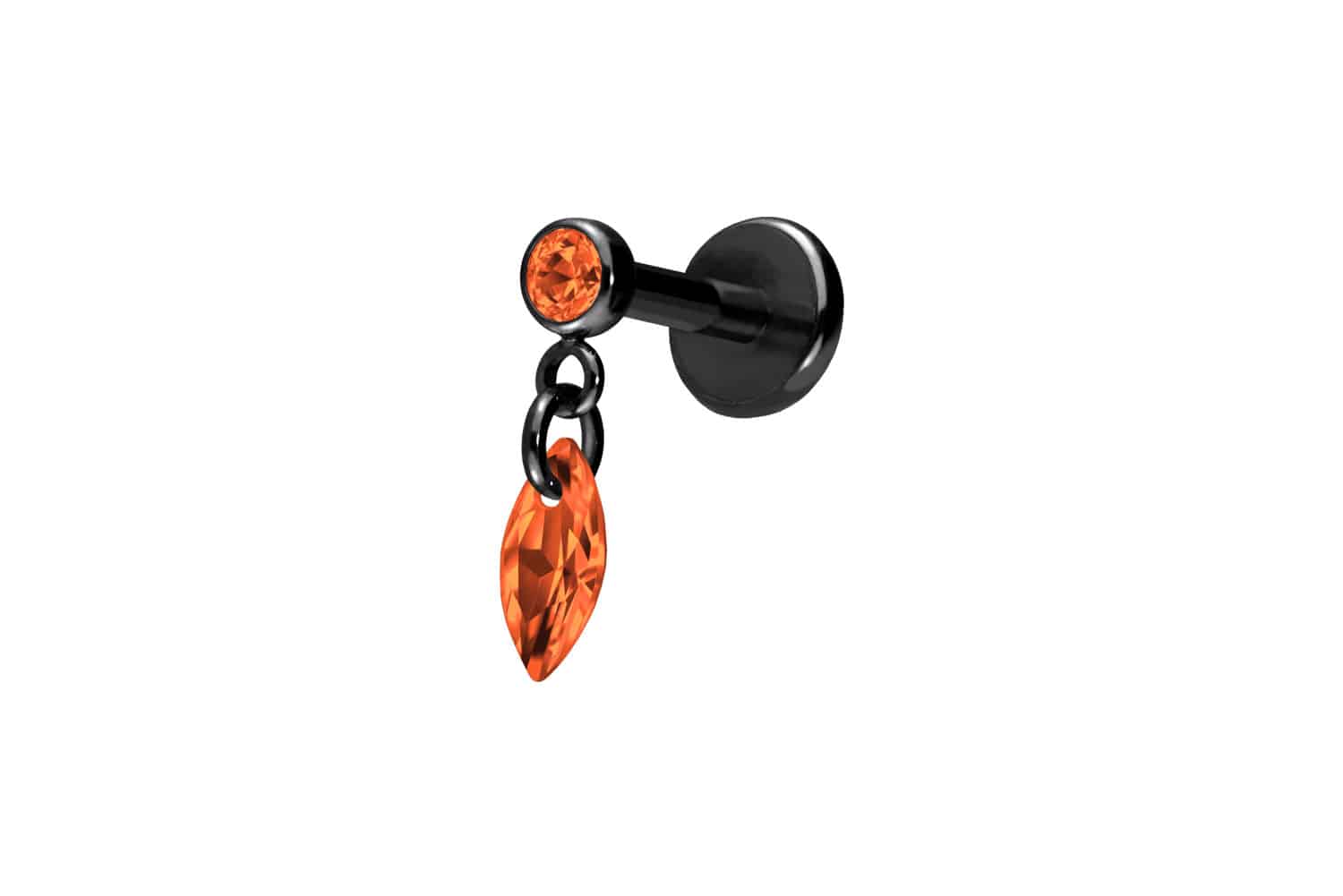 Titan Labret Piercing mit Push Fit KRISTALLOVAL